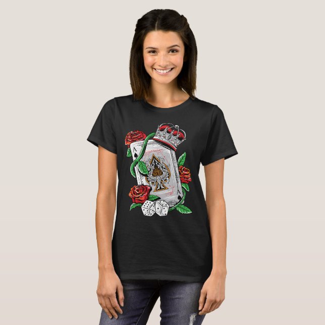 Karoass Poker-Spielkartet-stück Texas Holdem T-Shirt (Vorne ganz)