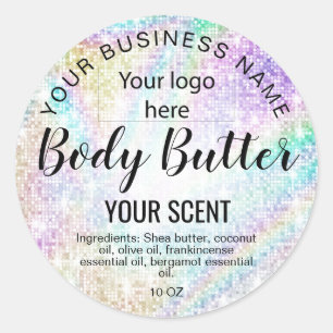 Karobutter HOLOGRAPHIE Ihr Logo hinzufügen Runder Aufkleber