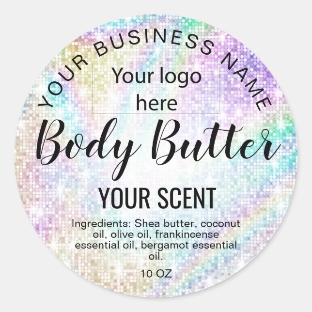 Karobutter HOLOGRAPHIE Ihr Logo hinzufügen Runder Aufkleber (Vorderseite)