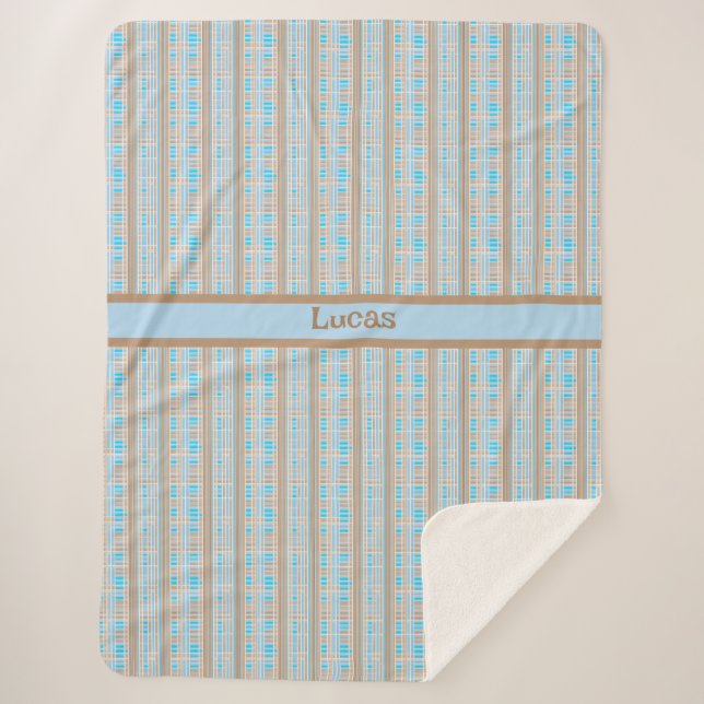 Karomuster blau braun grau sherpadecke (Vorderseite)