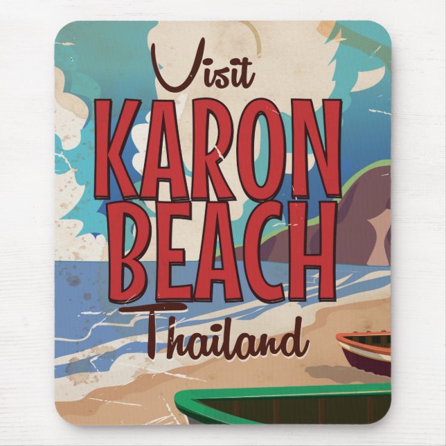 Karon Beach thailand Vintage Reiseplakat Mousepad (Vorne)