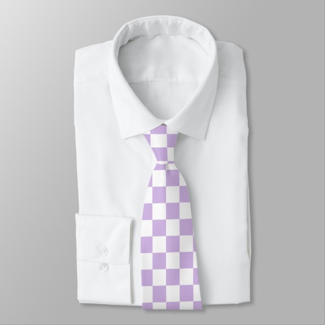 Karos an der Zwischenplatine Muster Retro Lilac Krawatte (Gebunden)