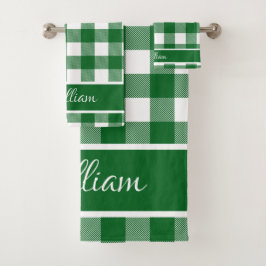 Karos des modernen Forest Green White Buffalo Badhandtuch Set