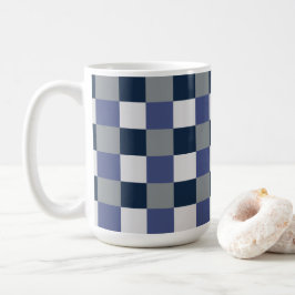 Karos mit blaugrauweißem Karton Kaffeetasse