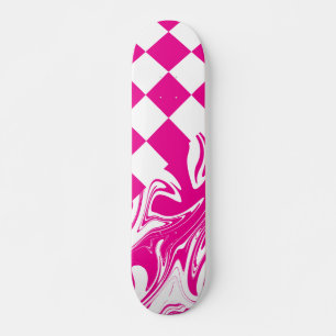Karos und Wirbel in Magenta und White Skateboard