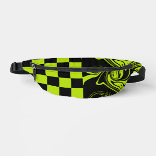 Karos und Wirbel - Limettengrün und Schwarz Bauchtasche