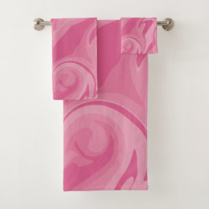 Karos und Wirbel - rosa Badhandtuch Set