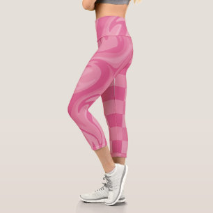 Karos und Wirbel - rosa Capri Leggings