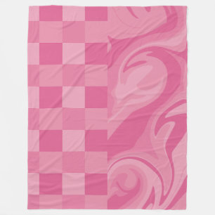 Karos und Wirbel - rosa Fleecedecke