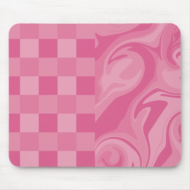 Karos und Wirbel - rosa Mousepad (Vorne)
