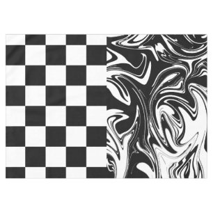 Karos und Wirbel - Schwarz und Weiß Tischdecke