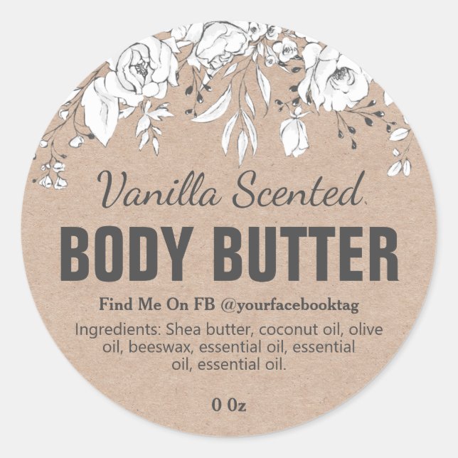 Karosseriemarken für Kraftvanilla-Scent-Body-Butte Runder Aufkleber (Vorderseite)