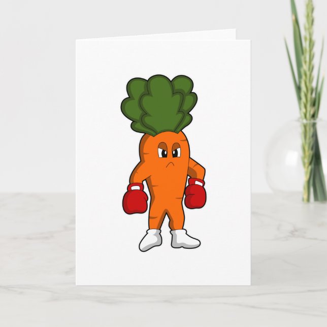 Karotte als Boxer mit Boxhandschuhen Karte (Vorderseite)