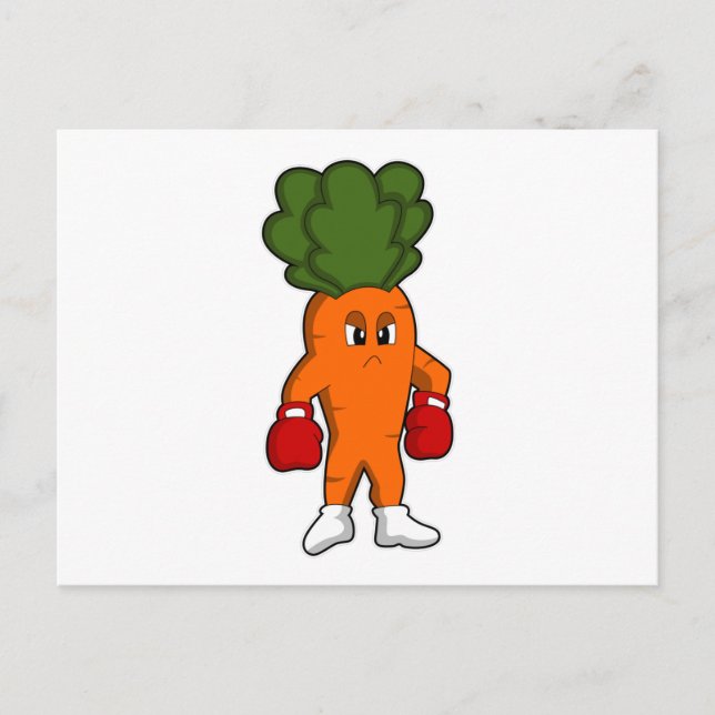 Karotte als Boxer mit Boxhandschuhen Postkarte (Vorderseite)