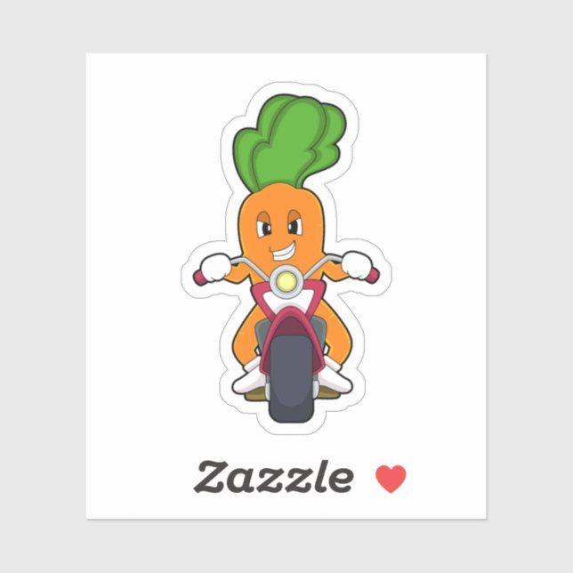 Karotte als Fahrrad mit Motorrad.PNG Aufkleber (Blatt)