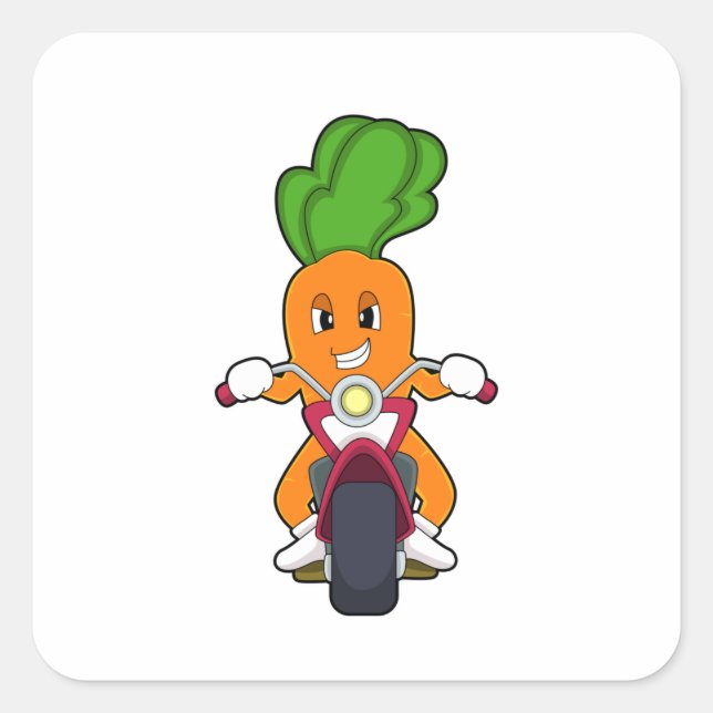 Karotte als Fahrrad mit Motorrad.PNG Quadratischer Aufkleber (Vorderseite)