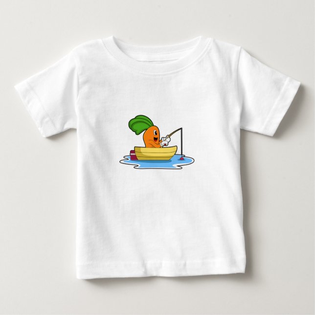 Karotte im Boot beim Angeln mit Angelstange Baby T-shirt (Vorderseite)