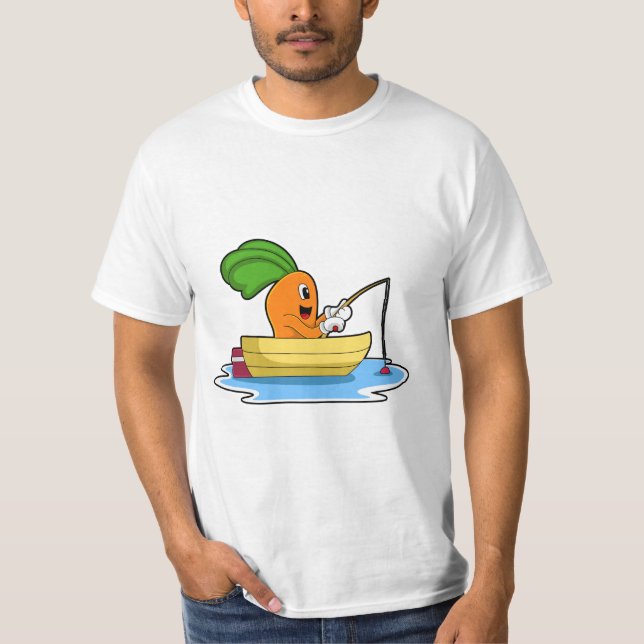 Karotte im Boot beim Angeln mit Angelstange T-Shirt (Vorderseite)