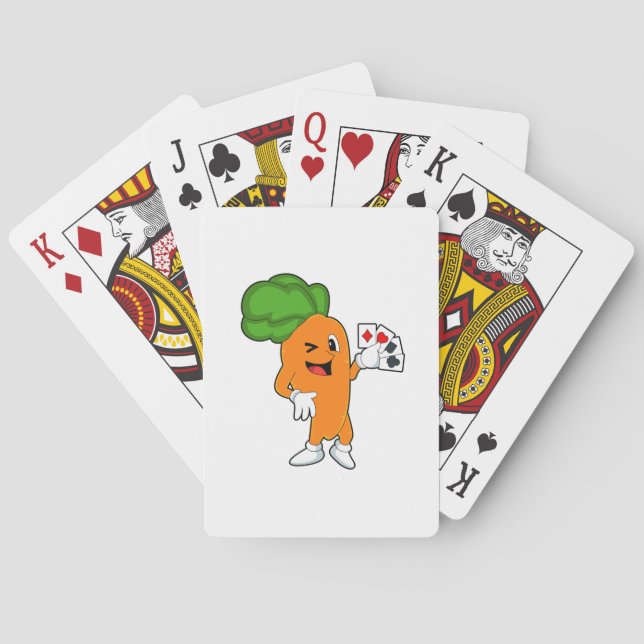 Karotte im Poker mit Poker-Karten Spielkarten (Rückseite)