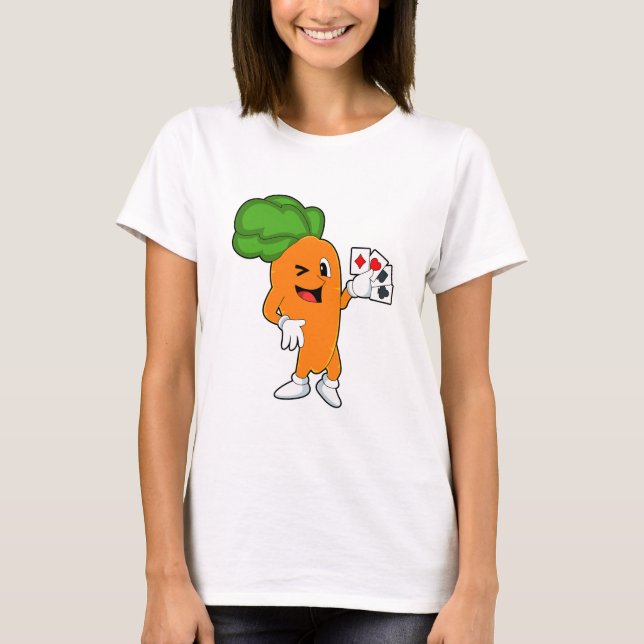Karotte im Poker mit Poker-Karten T-Shirt (Vorderseite)
