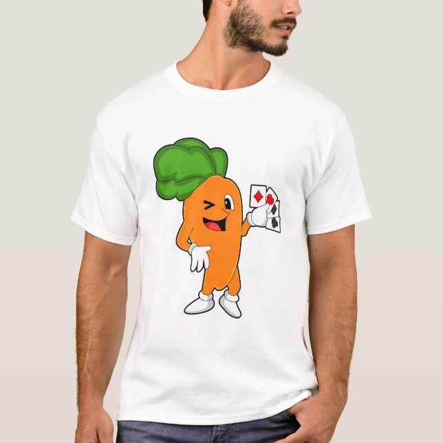 Karotte im Poker mit Poker-Karten T-Shirt (Vorderseite)