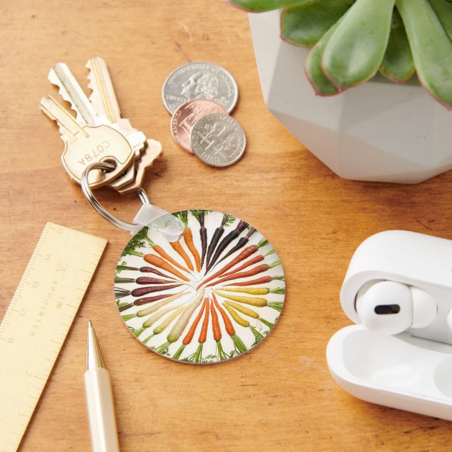 Karotten Gemüse farbenfrohe Regenbogen Muster Gart Schlüsselanhänger (Schreibtisch)