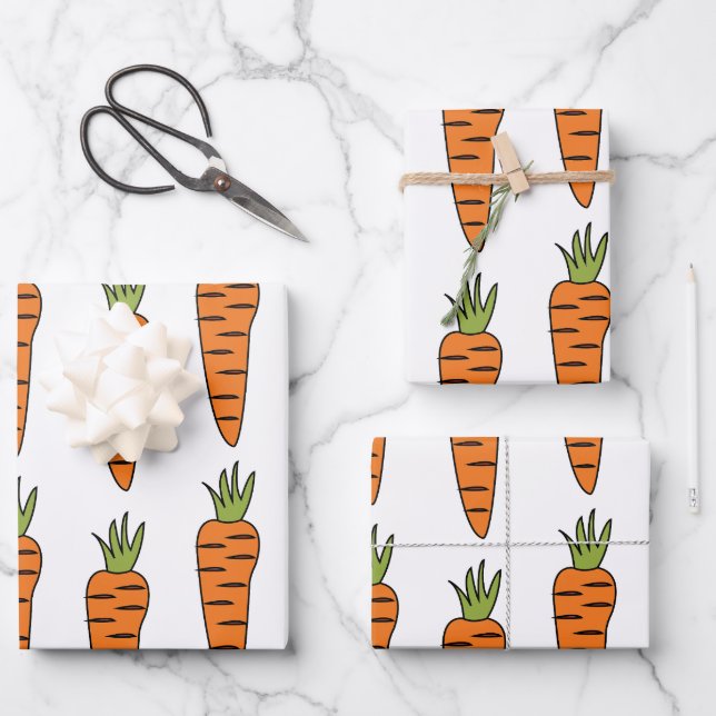 Karotten Gemüse gesundes Party Geschenkpapier Set (Vorderseite)