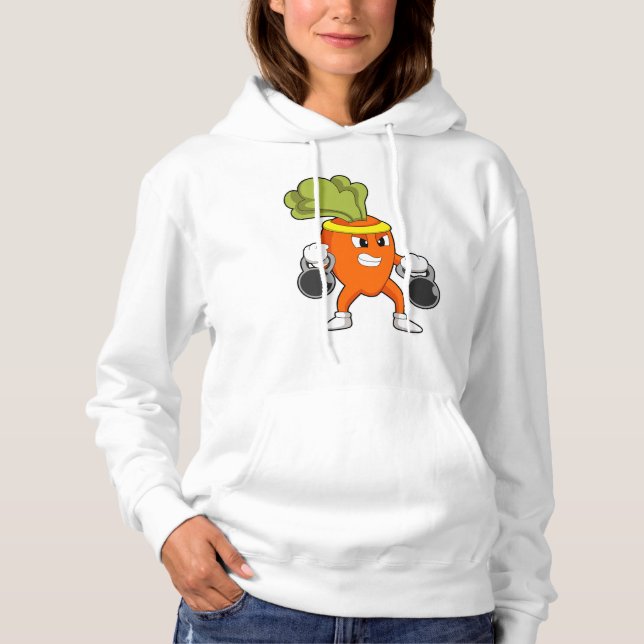 Karotten in Fitness mit Dumbells Hoodie (Vorderseite)
