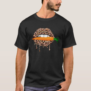 Karotten-Leoparden-Druck-Lippen Lustig Vegan Veget T-Shirt