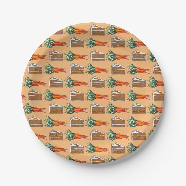 Karottenkuchen Slice Frische Orangenkarotten Hunde Pappteller (Vorderseite)