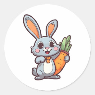 Karottenliebende Osterhase Niedliches 2D Design Runder Aufkleber