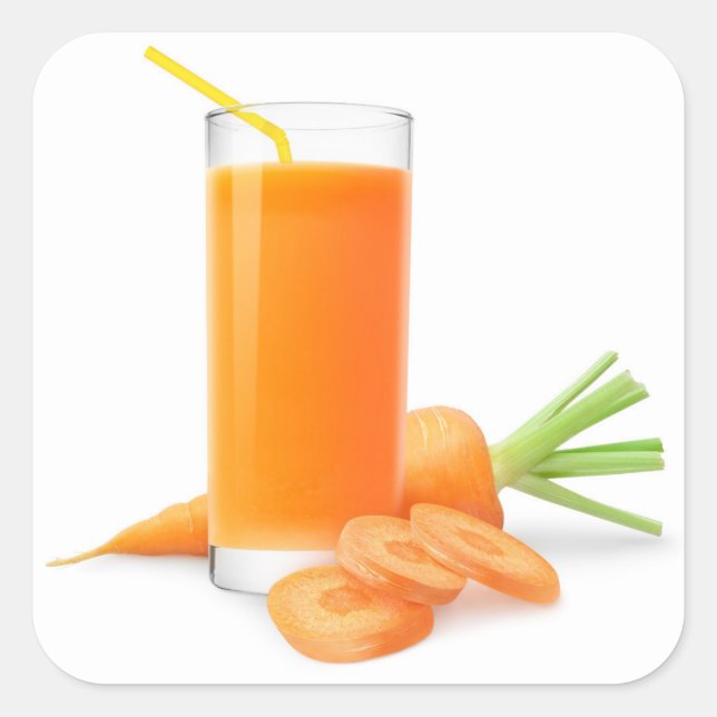 Karottensaft in einem Glas Quadratischer Aufkleber (Vorderseite)