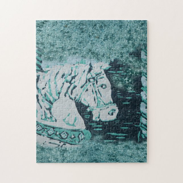 Karousel Horse Aquamarine Puzzle - Jigsaw (Vertikal)