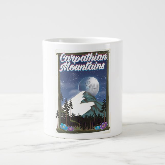 Karpaten-Gebirge Reiseplakat Jumbo-Tasse (Vorderseite)