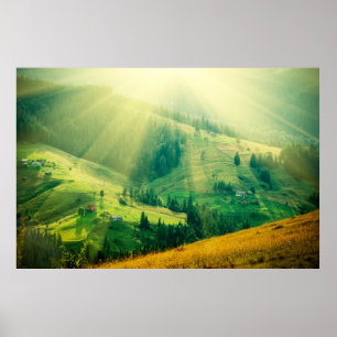 Karpatengebirge Sommerlandschaft bei Sonnenunterga Poster