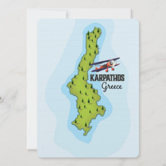 Karpathos Griechisch Map Illustriertes Reiseplakat