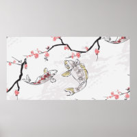 Karpfen Koi Fisch Naturlandschaft Sketch-Illustrat