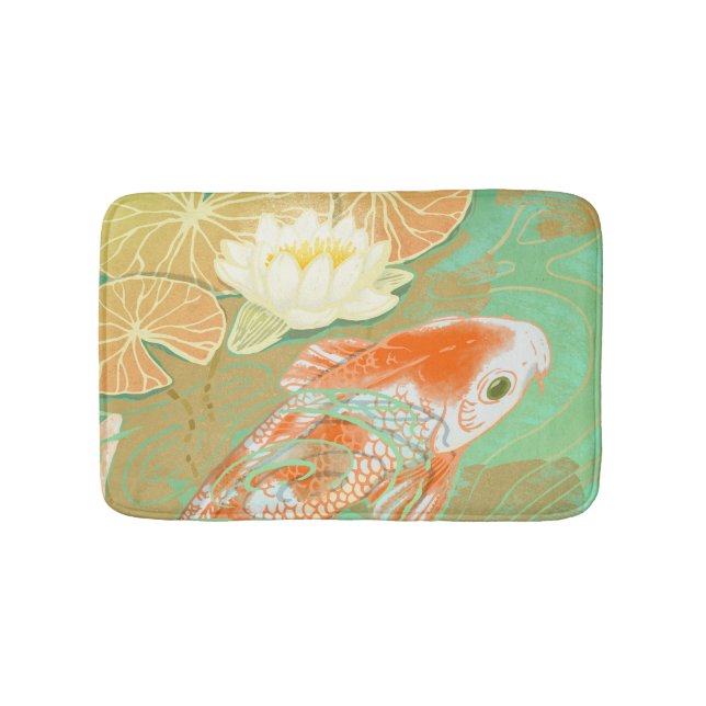 Karpfen Koi Fisch-Wasser-Lilien-Teich-Bad-Matte Badematte (Vorderseite)