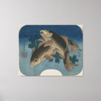 Karpfen Schwimmen durch Wasserabfälle - Canvas dru
