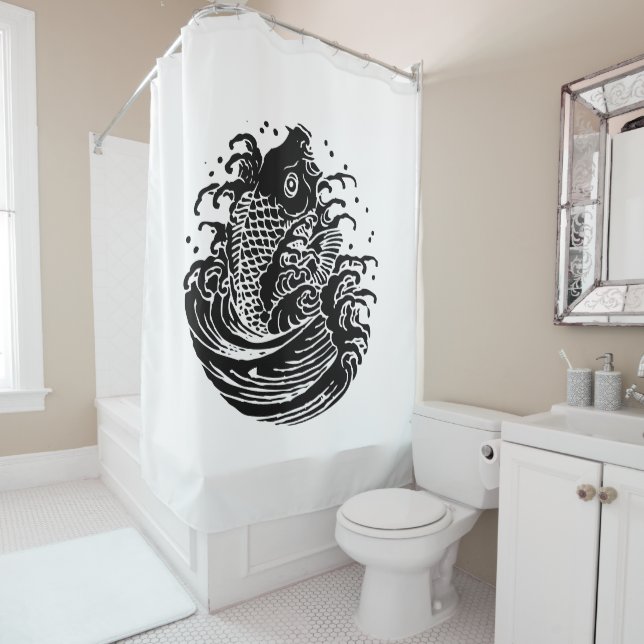 Karpfen und Wasser Duschvorhang (Beispiel)