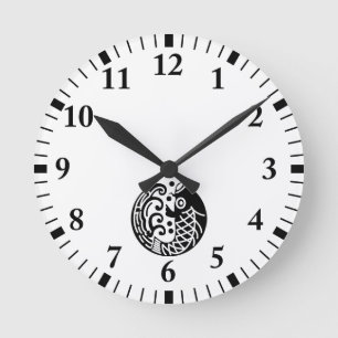 Karpfen und Welle Runde Wanduhr