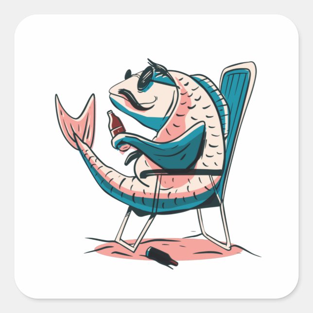 Karpfenbier Quadratischer Aufkleber (Vorderseite)