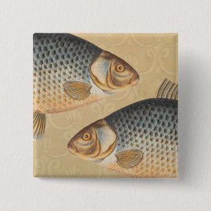 Karpfenfisch Fischmalerei Süßwasserzeichnung Button