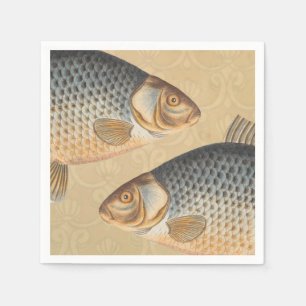 Karpfenfisch Fischmalerei Süßwasserzeichnung Serviette