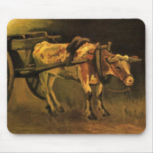 Karren mit rotem und weißem Ochsen von Vincent van Mousepad
