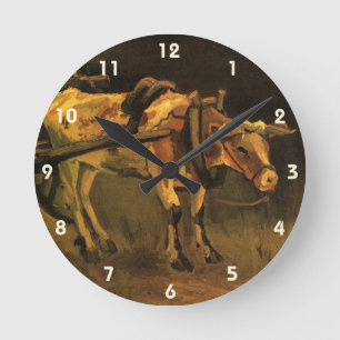 Karren mit rotem und weißem Ochsen von Vincent van Runde Wanduhr