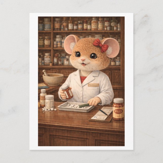 Karriere Maus als Apotheker Postkarte (Vorderseite)