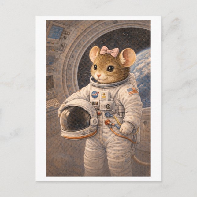 Karriere-Maus als Astronaut Postkarte (Vorderseite)
