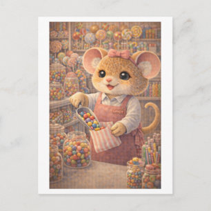 Karriere-Maus als Besitzer eines Süßwarengeschäfts Postkarte