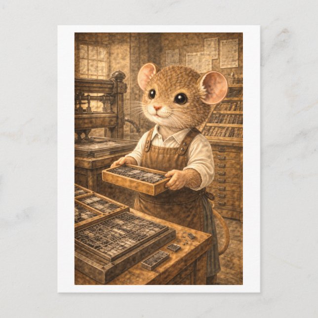 Karriere-Maus als Drucker Postkarte (Vorderseite)